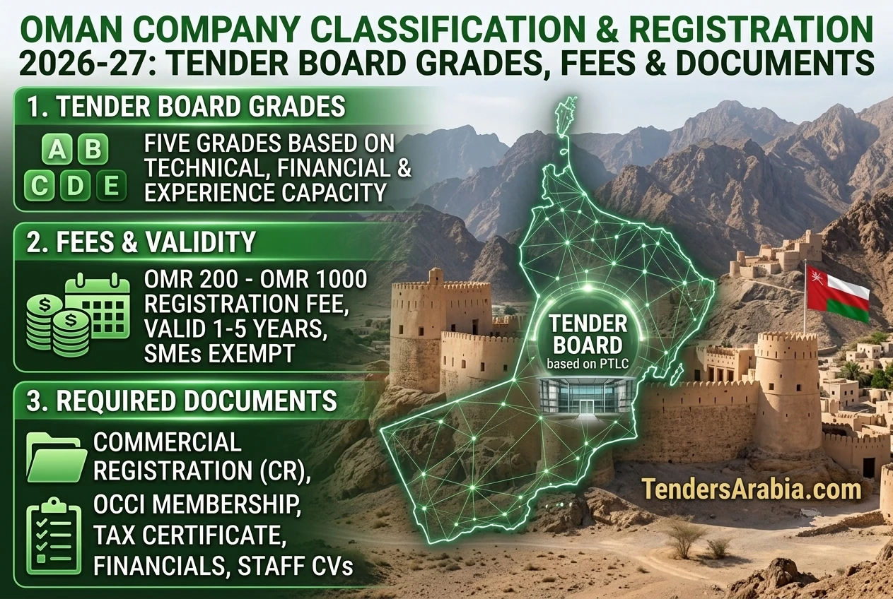 Oman Company Classification & Registration 2026-27: Tender Board Grades, Fees & Documents